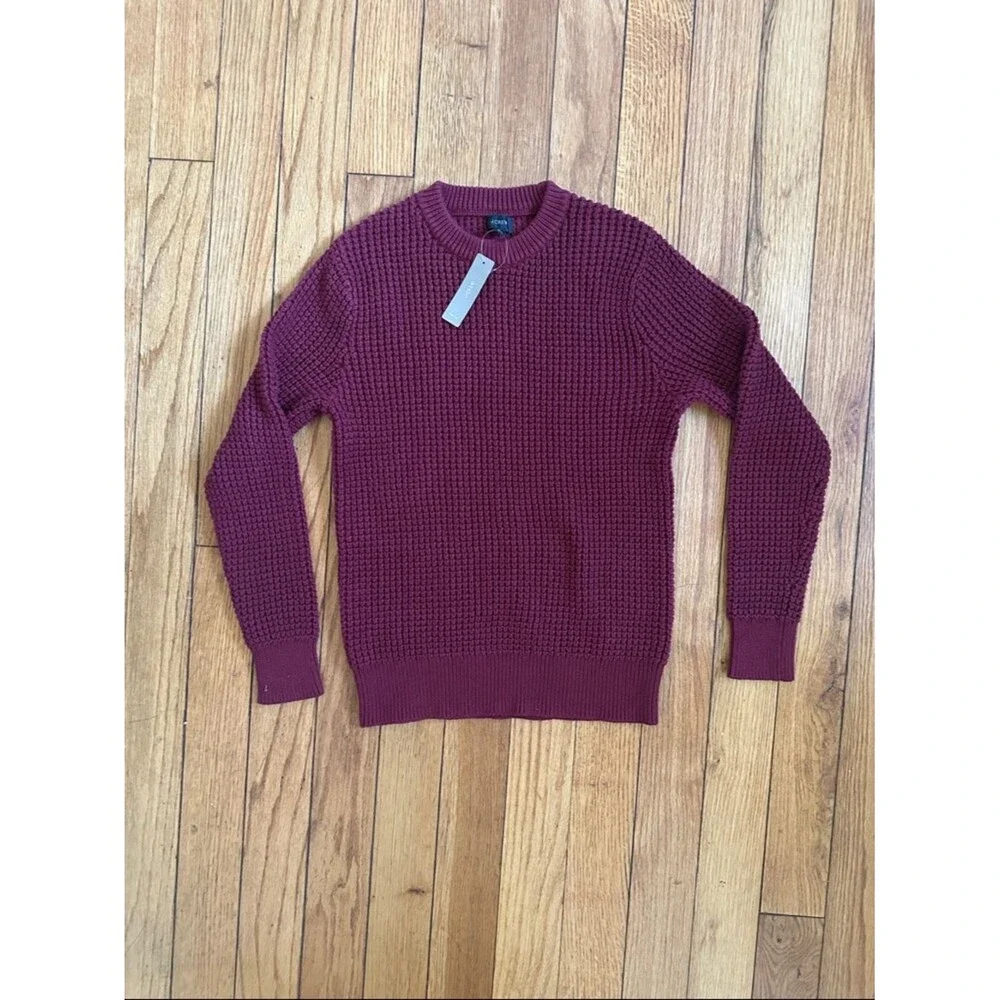 J. Crew Knit Crewneck Sweater in Burgundy- S NWT - Picture 1 of 5